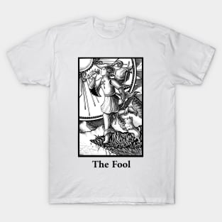 The Fool Tarot - Black Outline T-Shirt